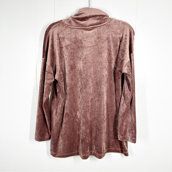 NWT Pure Jill Velvet Mock Neck Long Sleeve Mauve Top Medium - Picture 2 of 5